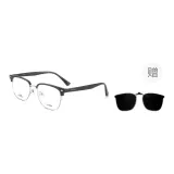 Черный/Серебристый 0° Защита от синего света + Солнцезащитные очки + Нижняя заколка Комбо