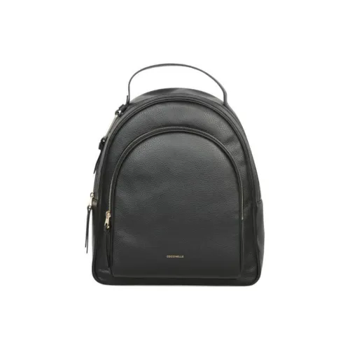 COCCINELLE Рюкзак из крупнозернистой коровьей кожи большой женский черный