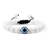 Браслет с бусинами "Глаз демона" [Глянцевый белый фарфор]