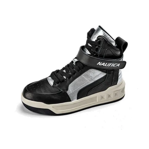NAUTICA Износостойкий Водонепроницаемый Увеличивающий Высоту Высокий Топ Повседневная Обувь Женская Черная Серебряная