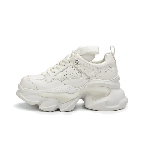 NAUTICA Противоскользящие и износостойкие визуально увеличивают рост Низкие топы Толстоподошвенные кроссовки Женские Экрю