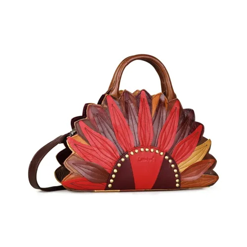 ;COBBLER LEGEND Сумка из крупнозернистой текстуры коровьей кожи плечо сумка через плечо среднего размера женская красная абрикосовая и светло-коричневая