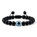 Браслет с бусинами "Глаз демона" [Черный матовый]