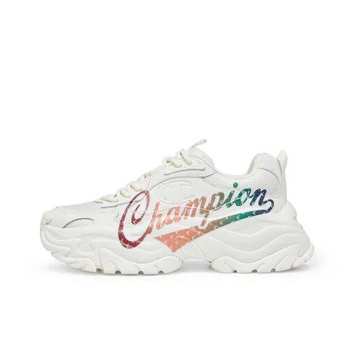 Champion Thousand Layer Обувь Низкий Топ Толстая Подошва Кроссовки Женские Молочно-белый Закатно-оранжевый