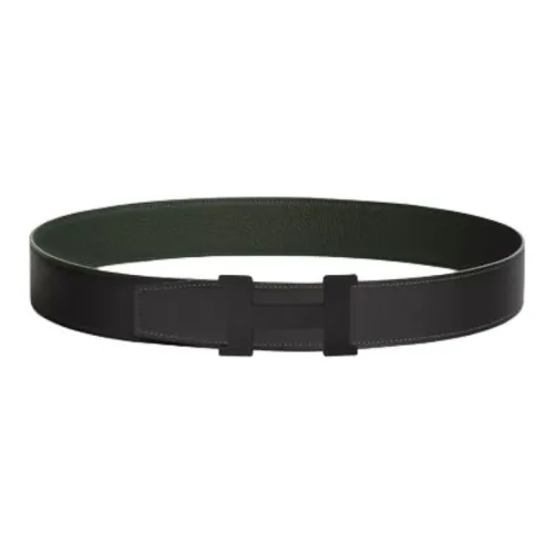 HERMES Ремни из коровьей кожи Мужской Черный Оранжевый Ширина 3,8 см