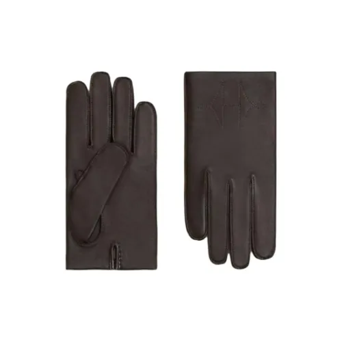 HERMES Кожа Кашемир Овечья кожа Перчатки Мужские Коричневый Черный