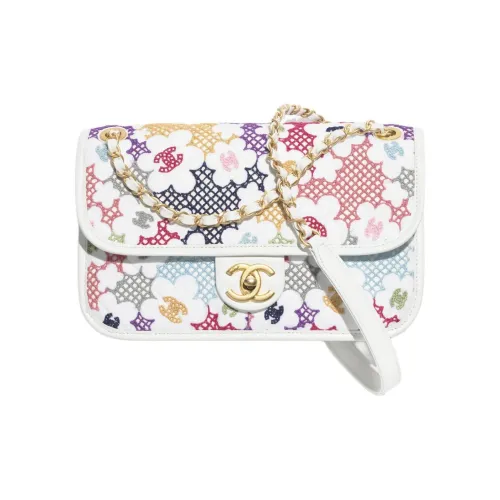 CHANEL Кружево Пэчворк Сумка через плечо Женская Белая