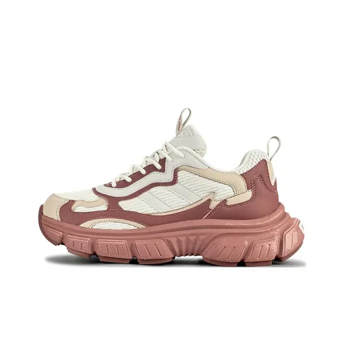 LuzaoT SUPER DRAG Амортизация Покрытие Устойчивость к истиранию Противоскользящий Низкий Топ Толстая подошва Кроссовки Женские Бежевый Розовый Красный