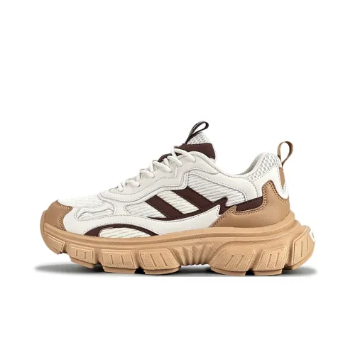 LuzaoT SUPER DRAG Амортизация Противоскользящий Устойчивый к истиранию Покрытие Низкий Топ Толстая подошва Кроссовки Женские Бежевый хаки