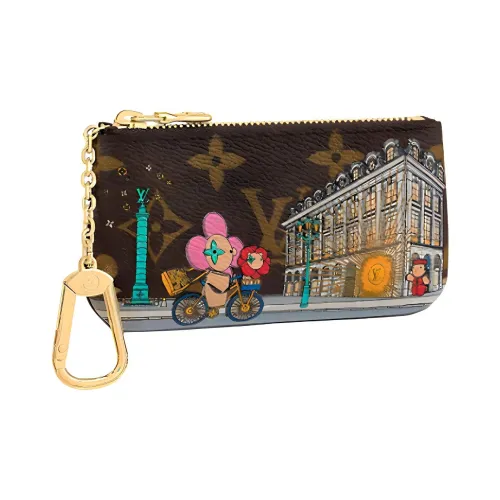 LOUIS VUITTON Покрытый холст Key Pouch Кошелек для монет Женские Коричневый