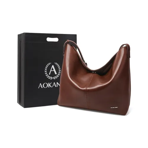 AOKANG Растительное дубление Коровья кожа Тоут Сумка Сумка для покупок Сумка на плечо Стандартная Женская Кофе Классический черный Карамель