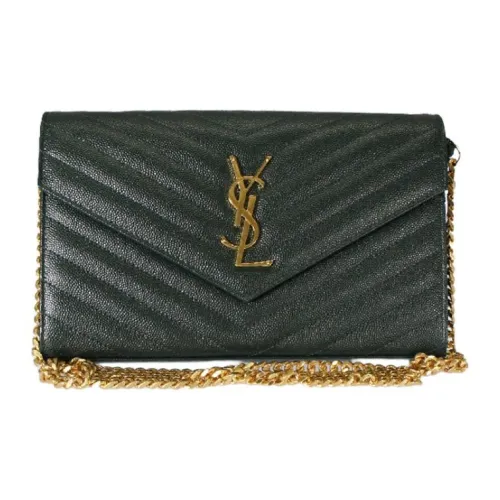 SAINT LAURENT Коровья кожа Цепочка Кошелек Сумка через плечо Женская Мятно-зеленый Яшма