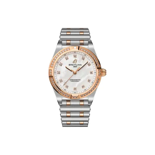 BREITLING Механический хронограф с кварцевым механизмом женские часы 28 мм белый циферблат