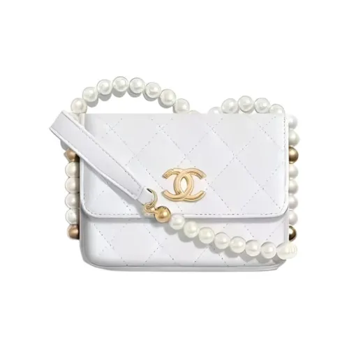 CHANEL Телячья кожа Картхолдер Сумка Сумка через плечо Женская Белая