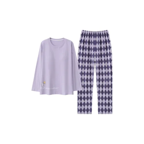 Удобный и освежающий комплект пижам для женщин фиолетовый
