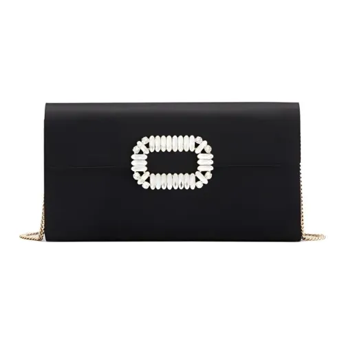 Roger Vivier Шелковая цепочка через плечо сумка-конверт клатч женский черный