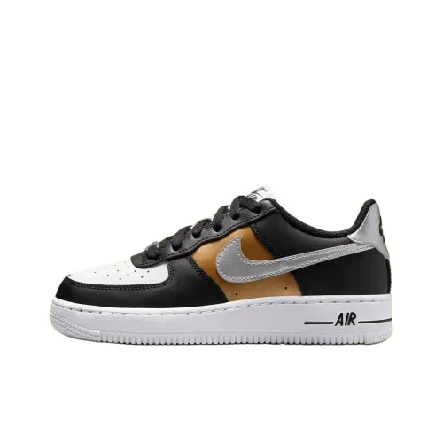 Nike Air FORCE 1 Амортизация Износостойкий Низкий Топ Детские Скейтбординги Черный Белый