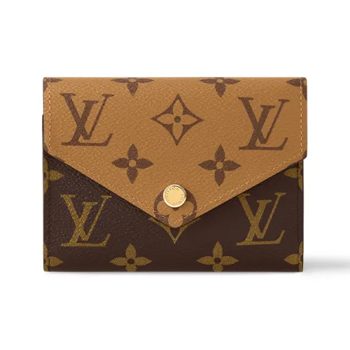 LOUIS VUITTON Victorine Покрытый холст с GRAIN LEATHER Комбинированный Кошелек Стандартный Женский Коричневый