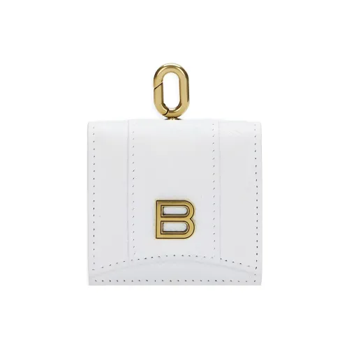 Balenciaga HOURGLASS Мягкий Текстурированный Чехол для наушников из коровьей кожи Женская Белая