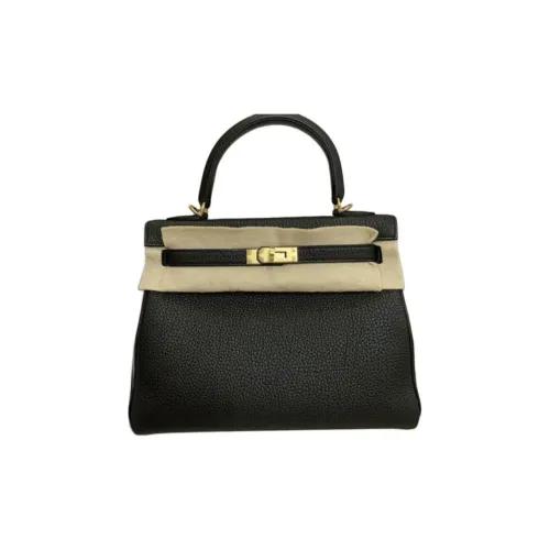 HERMES Kelly Коровья кожа Togo Сумка Kelly Сумка Женская 3Y Caban Черный Твид Темно-синий Синий