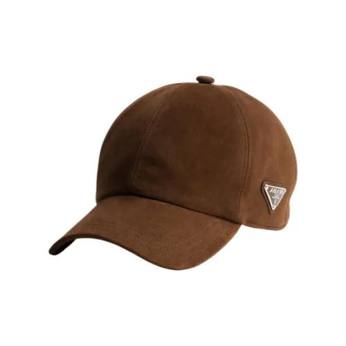PRADA Sheepskin Baseball Caps Men's Brown
