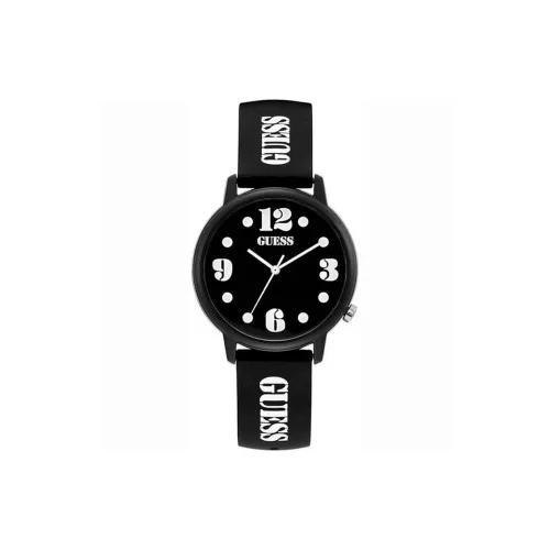 GUESS Мужские часы Кварцевый механизм Резиновый ремешок 42 мм Черный циферблат