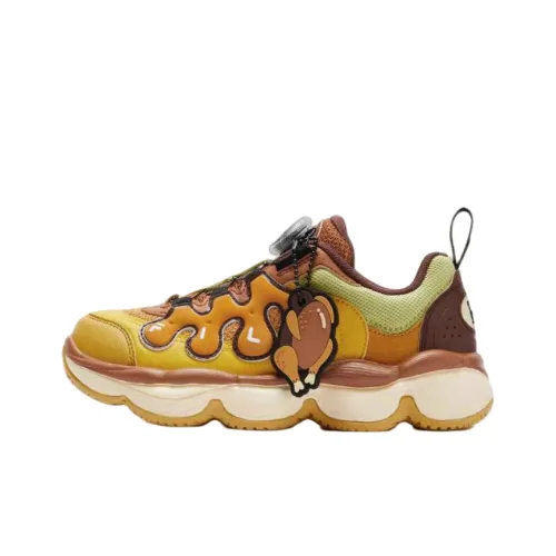 FILA KIDS BOA Slip-resistant Abrasion-resistant Low Top Детские баскетбольные кроссовки Коричнево-желтые Подростки