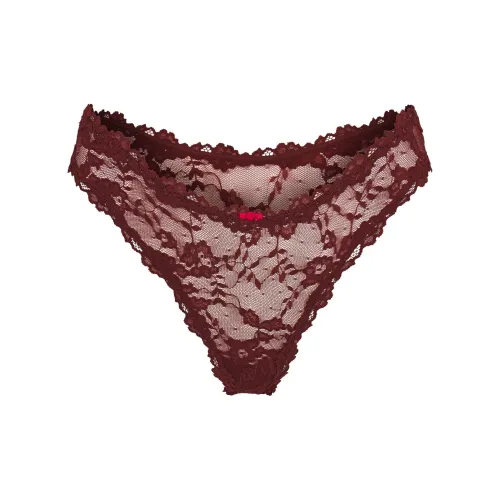 SKIMS FW24 Эластичный Кружево DIPPED Стринг Трусы Женские 1 Пачка OXBLOOD Бычья кровь