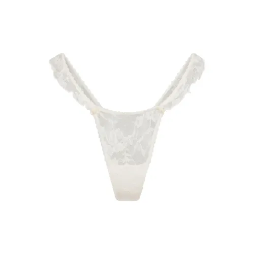 SKIMS FW24 Эластичный Кружево Бабочка Стринг Трусы Женские 1 Пачка Экрю Натуральный