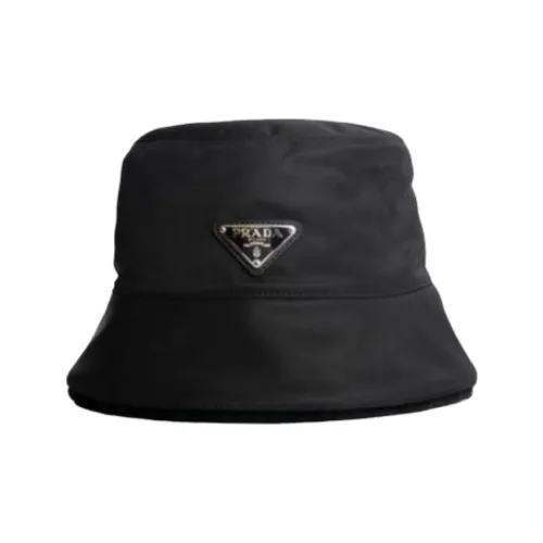 PRADA Переработанный нейлон шерсть мех шляпы ведра женские черный
