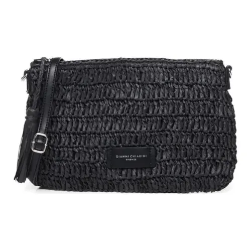 GIANNI CHIARINI Рафия Соломенная Ткань Вязаные Сумки через плечо Сумка на плечо Женская Черная