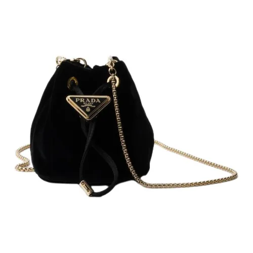 PRADA Вельвет Одно Плечо Через Плечо Клатч Мини Женский Черный