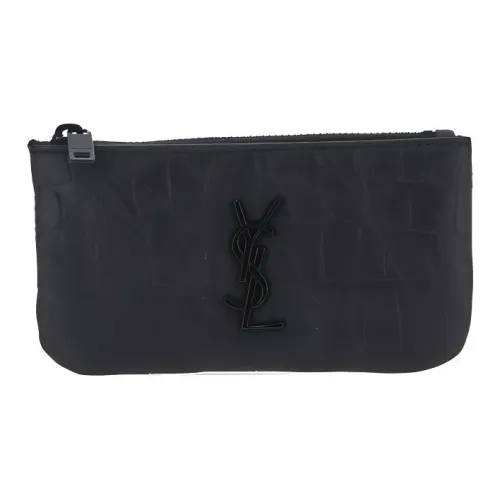 SAINT LAURENT Тисненая кожа Подвеска Монета Кошелек Key Pouch Кошелек Унисекс Черный