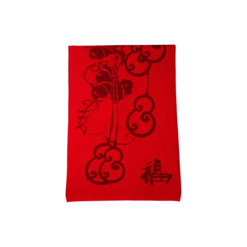 H YXIANG Wool Knit Шарфы Унисекс Китайский Красный Набор в Подарочной Коробке