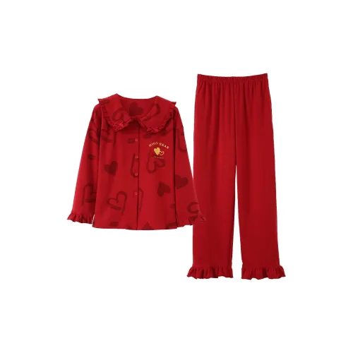 Удобный и освежающий комплект пижам для женщин красный