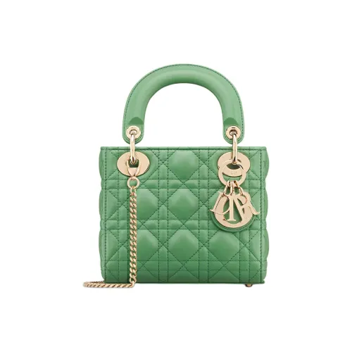 DIOR Lady Dior Плетеный узор Овчина Сумка Lady Dior Сумка через плечо Сумка Мини Женская Нефритово-зеленый