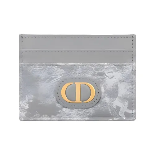 DIOR 30 Montaigne Коровья кожа Жаккард Держатель для карт Женские Серый