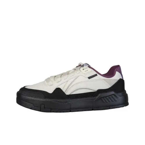 LiNing Common 80s Slip-resistant Abrasion-resistant Low Top Skateboard Shoes Women's White Black