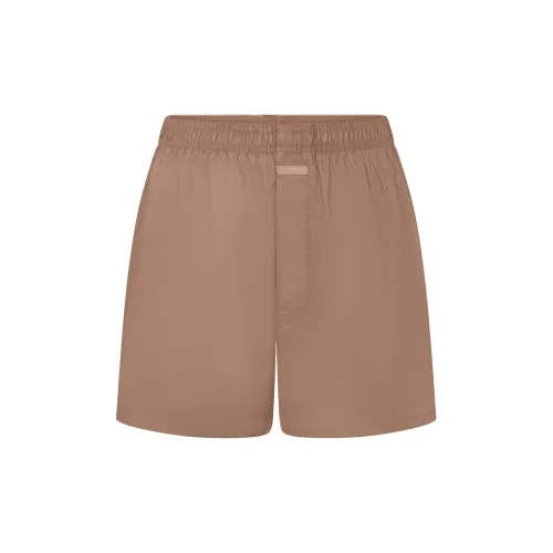 SKIMS FW24 Хлопковый поплин Мужские боксеры Sienna Охра