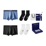 5A Антибактериальный [Небесно-голубой + Черный] + Носки, 2 упаковки, подарочная коробка, комплект