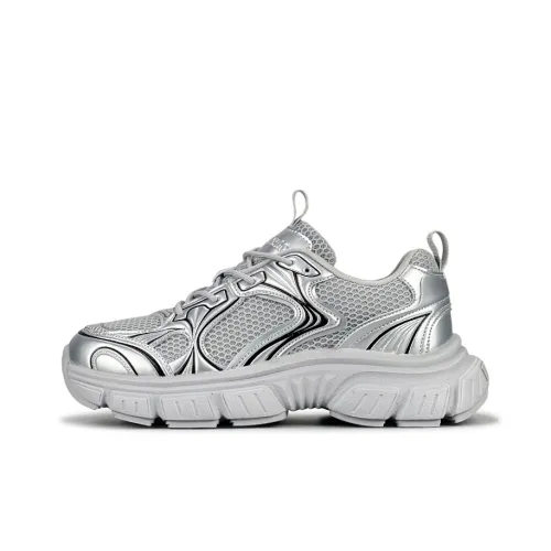 LuzaoT SUPER DRAG Амортизация Противоскользящий Устойчивый к истиранию Низкий топ Толстая подошва Женские Ярко-серебристый