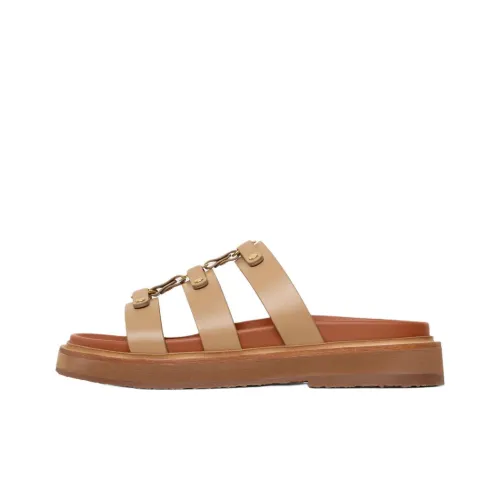 CELINE Слипоны 3 см Женские Молочный Коричневый