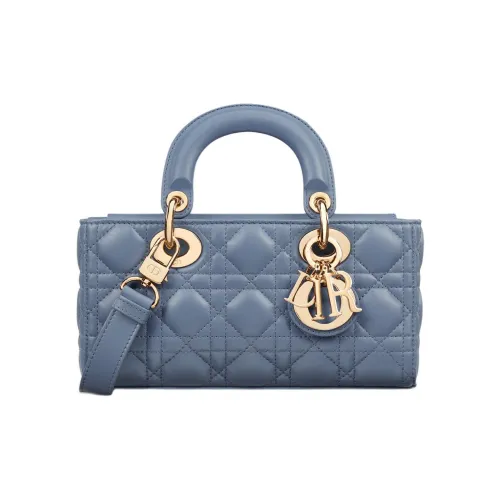 DIOR Lambskin Сумка Lady Dior Сумка через плечо Сумка Маленькая Женская Джинсовая Синяя
