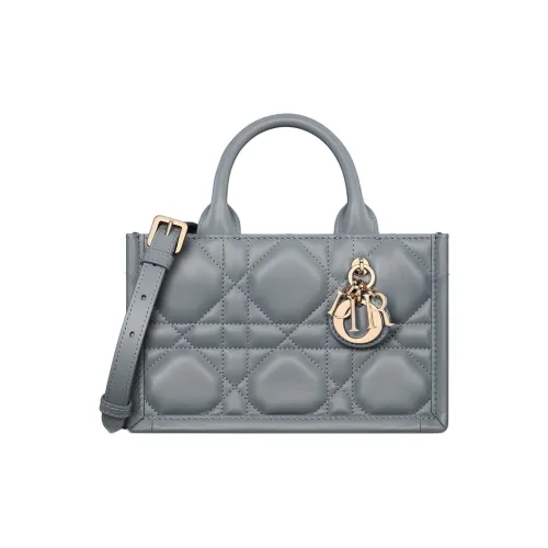 DIOR BookTote Телячья кожа Тоут Сумка Сумка для покупок Сумка через плечо Сумка Мини Женская Облачно-голубая