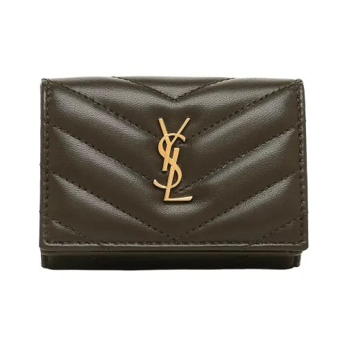 SAINT LAURENT Кожа Кошелек Unisex Light Мускус