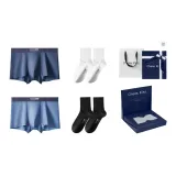 Трусы 2 упаковки: далёкий небесный синий + королевский синий, носки 2 упаковки: чёрный + белый.