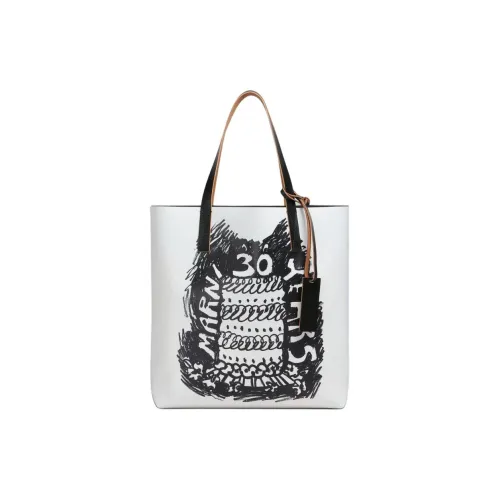 MARNI Tribeca Полиуретан Тоут Сумка Сумка для покупок Сумка на плечо Сумка Женская Черная Белая