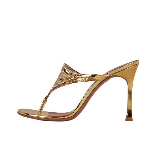 AMINA MUADDI Шлепанцы 9,5 см Женские Золотые