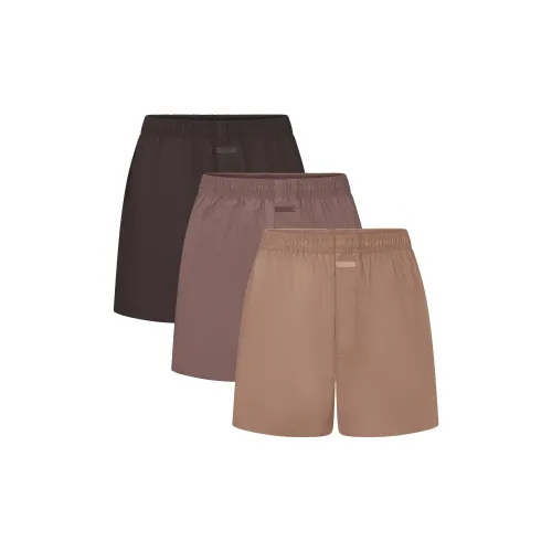 SKIMS FW24 Хлопковый поплин MENS Боксер 3 шт Боксеры Мужской 3 шт UMBRE MULTI Коричневый Земля Многоцветный