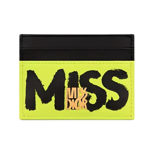 DIOR Miss Dior Телячья кожа Держатель для карт Женские Лайм Черный